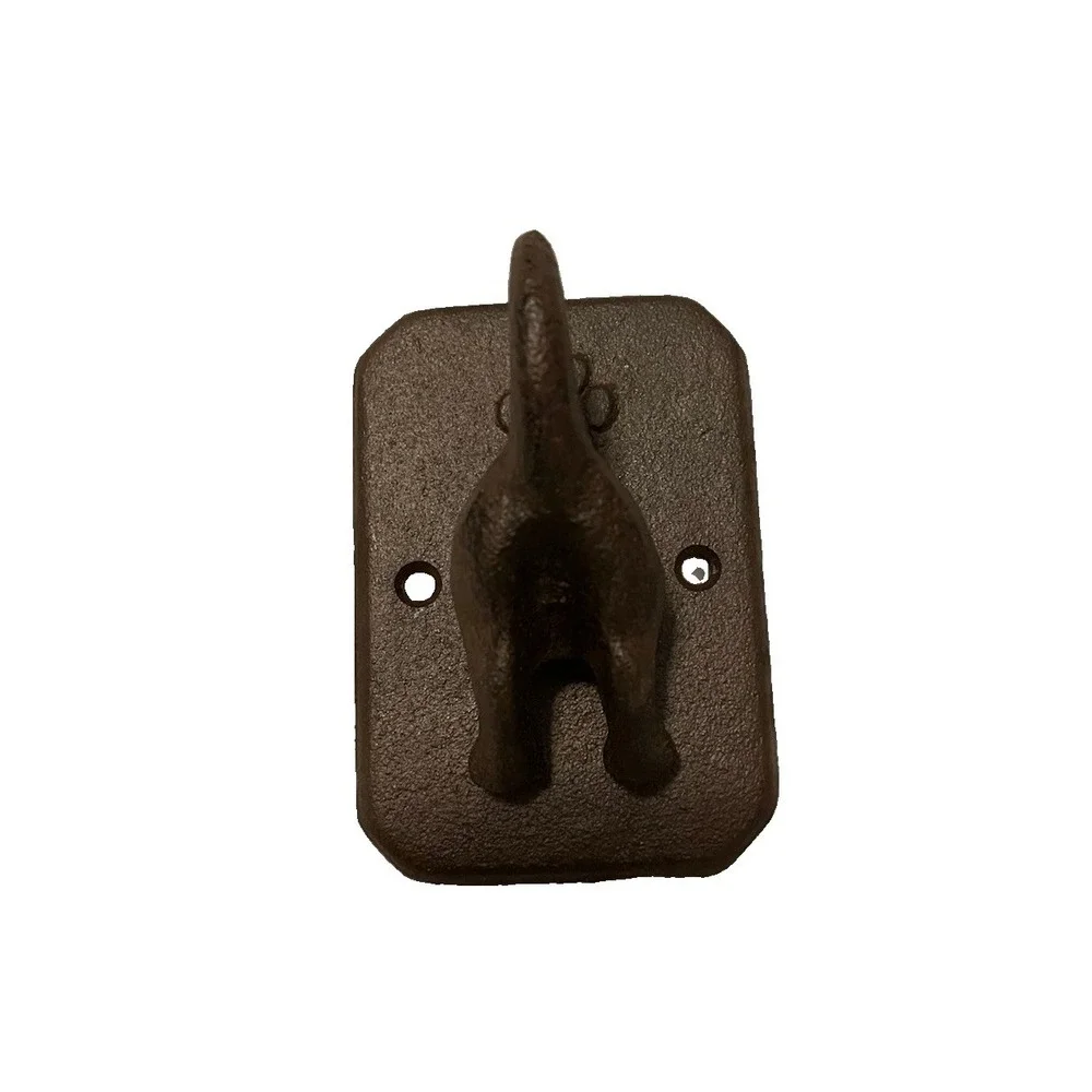 Cast Iron Dog Tail Wall Hook Paw Print Rustic Farmhouse Leash Key Coat Hanger